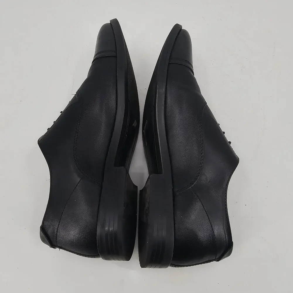 Steve Madden Proctor Leather Oxford Dress Shoes Lace Up Cap Toe Black Mens 11